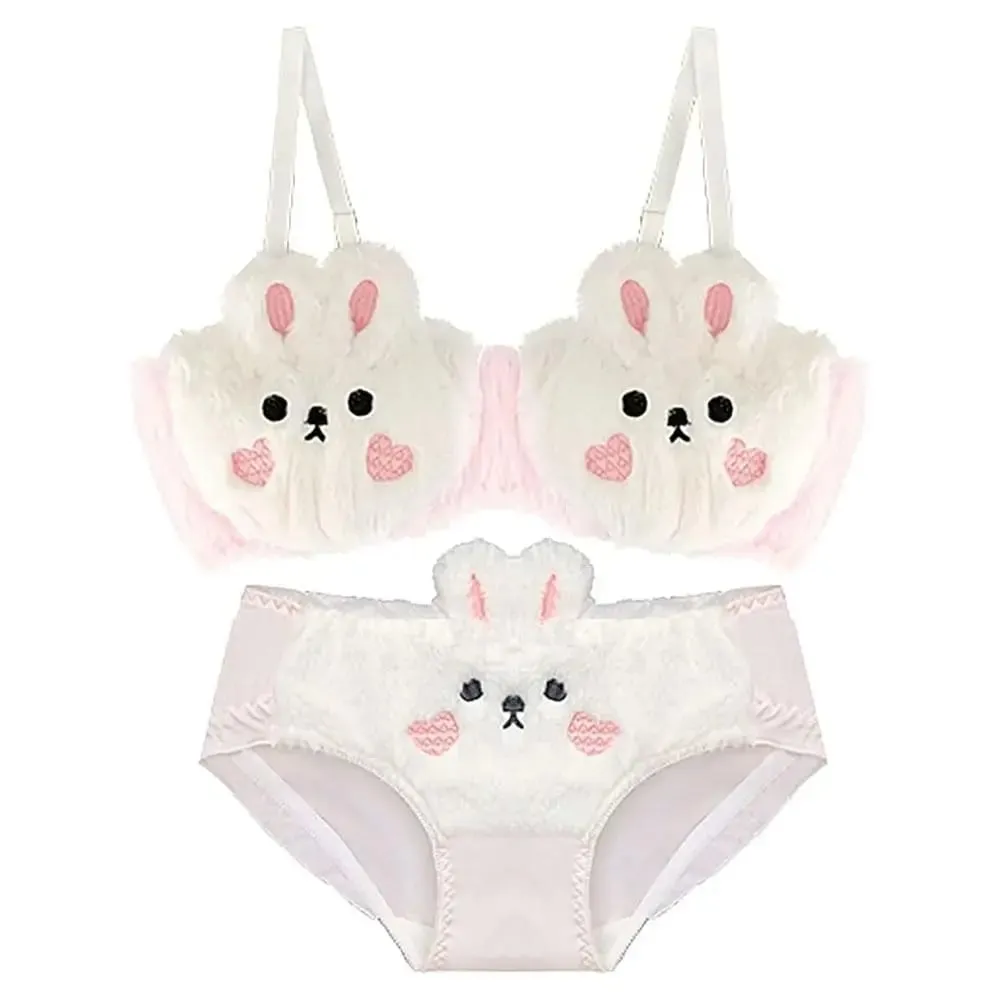 New Design Gathered Padded Bra and Panty Set Adorable Warm Lingerie Underwear Brief Polyester Cotton Anime Cozy Warm Lingerie — image 5