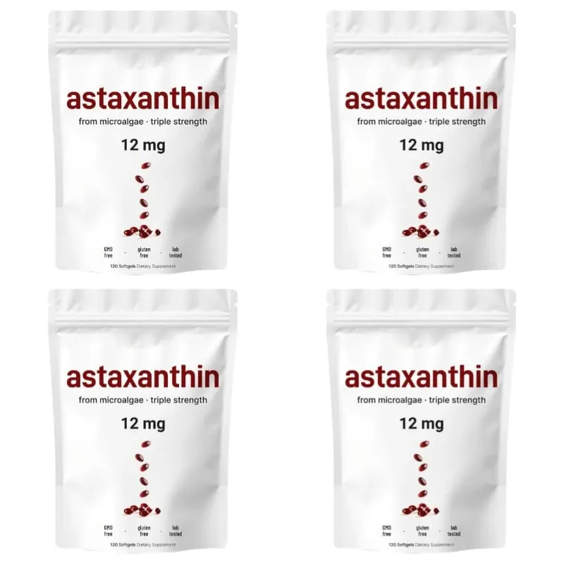 Astaxanthin 12 Mg Gelatin Softgels From Microalgae Antioxidant Support Gluten Free GMO Free Easy To Swallow 120 Softgels — image 11