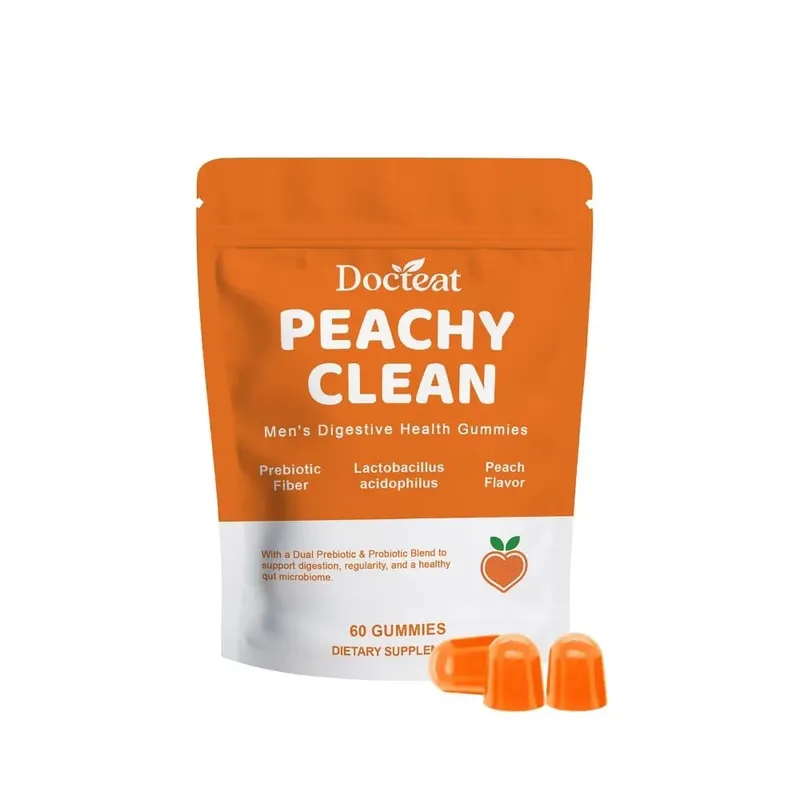 Men's Digestive Health Gummies – Prebiotic & Probiotic Blend – Peach Flavor Supports Men Gut Health Daily