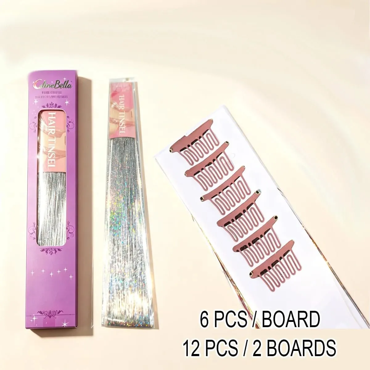 12 Pcs Clip in Hair Tinsel Sparkly Glitter Fairy Hair Extensions Shiny Hair Accessories For Girls Women Kids Party Festival — image 4