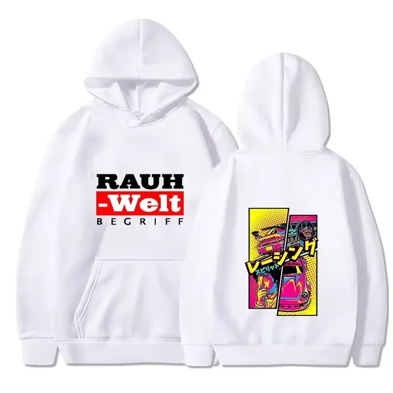 Rauh Welt 連帽衫車寬體改裝 JDM 賽車普普藝術漫畫美學黑色超大休閒運動衫長袖