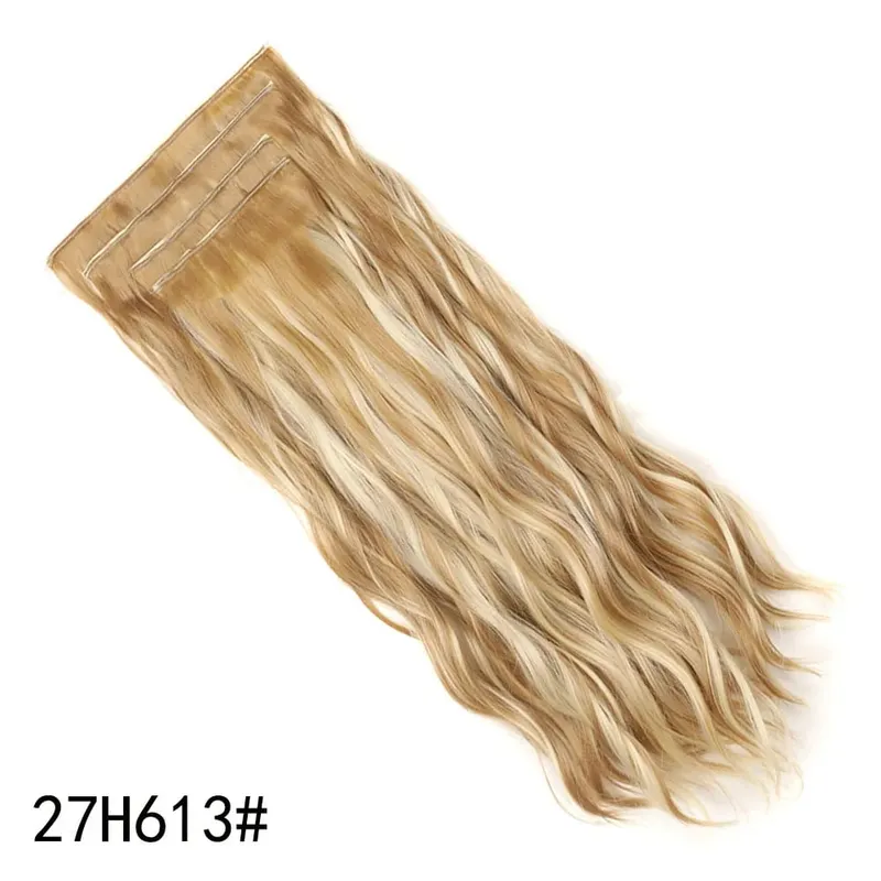 Jeedou Clip-in Hair Extensions 4PCS/Set Long Bouncy Curly Beach Wavy Hair for Women Brown Blonde Synthetic Hairpieces Daily Use