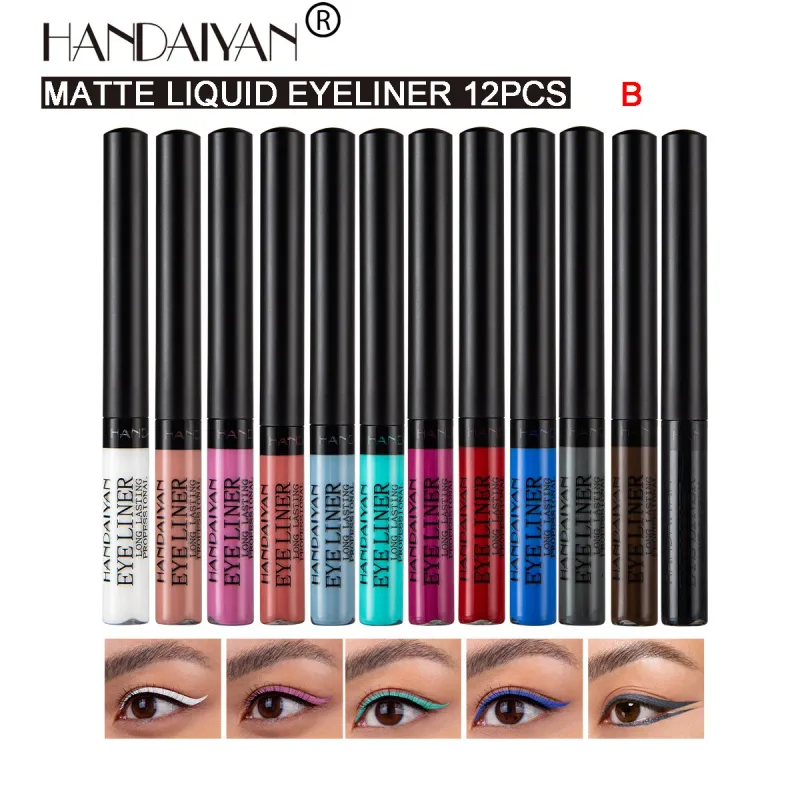 12 Colors Waterproof Eyeliner Pen Set Matte Long Lasting 24 Hours Fluorescent Eye Liner Pencils for Face Makeup Decoration — image 12