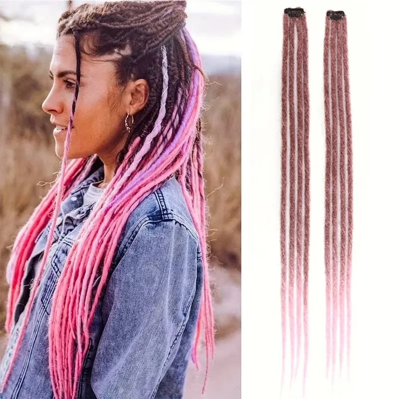 2pcs Gradient Brown Blonde Thin Dreadlock Extensions Synthetic Handmade Single Locs Braids for Men Hip Hop Street Styling — image 1