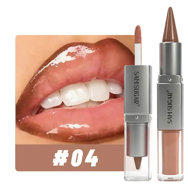 2 σε 1 Lip Liner & Lip Gloss Dual Ended Hydrating Non Stick Lipstick Matte Velvet Outline Crayon με γυαλιστερό γυαλιστερό Lip Glaze — image 8