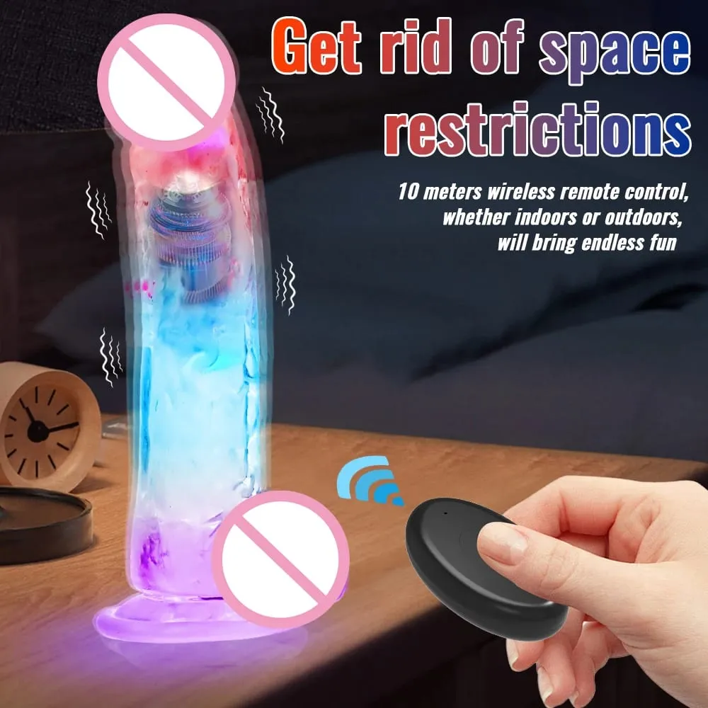 Remote Control Soft Realistic Dildo for Women G-spot Vibrator with LED Light Fake Penis Female Masturbation Sex Toy for Women
