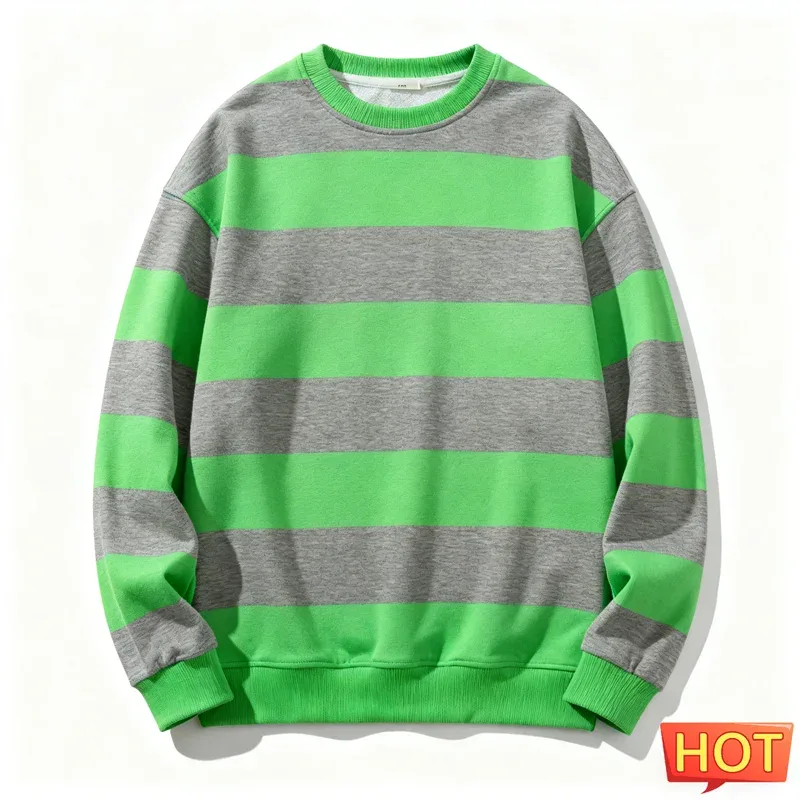 Retro Striped Graphic Sweatshirts For Men Simple Casual Long Sleeve 3D Printed Ugly Sweatshirt Loose Breathable O Neck Pullovers — image 2