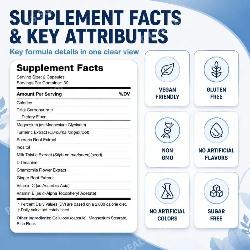 Liver Wellness Support Capsules with Milk Thistle Turmeric Extract Magnesium Glycinate Vitamin C E Herbal Formula 60 Capsules — image 3