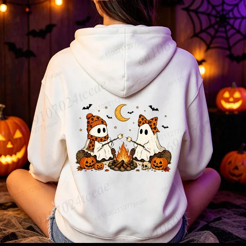Halloween-Cute-Ghost-Camping-Fall Men's Women Hoodies Vintage Sweatshirts Fall Pumpkin Hooded Hoodies Spooky Season Sportwears — image 14