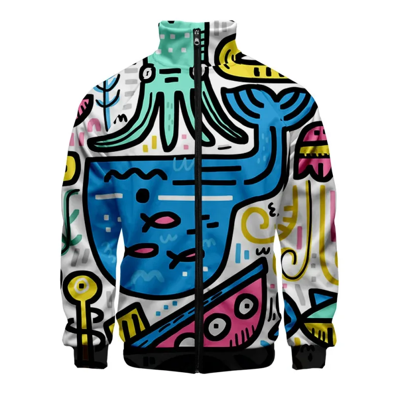 Popular Marine animals dolphin 3D Print Zipper Raglan Jacket Windbreaker Boys/Girls Comfortable Stand Collar Jackets Coats — image 20