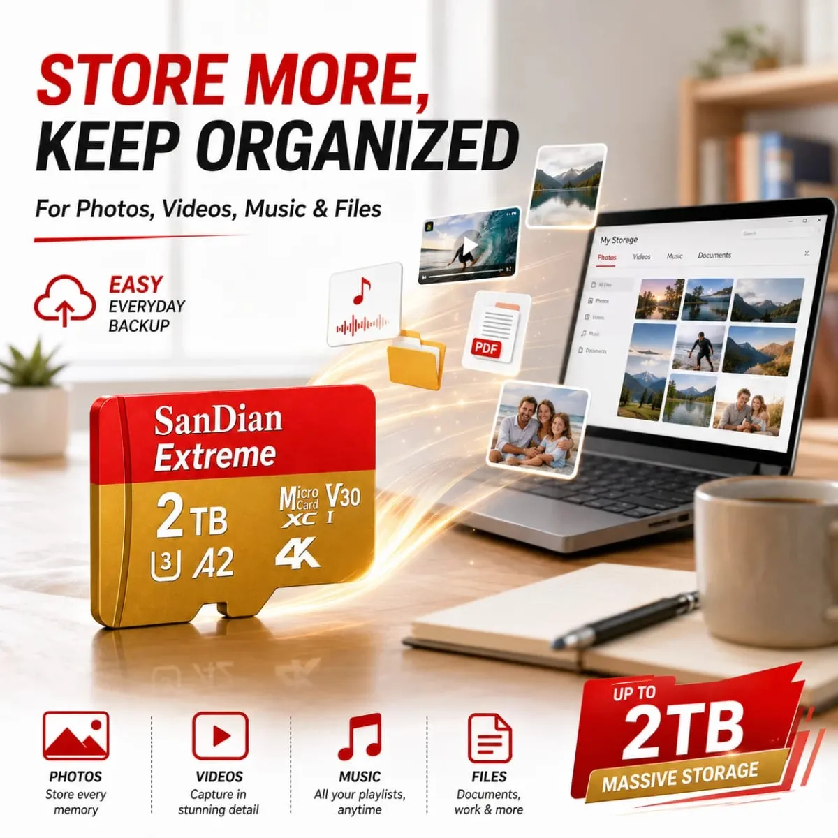 High-Speed 128GB Micro TF Card Class10 256GB Flash Card 512GB Memory Card for Smartphone Tablet — image 2