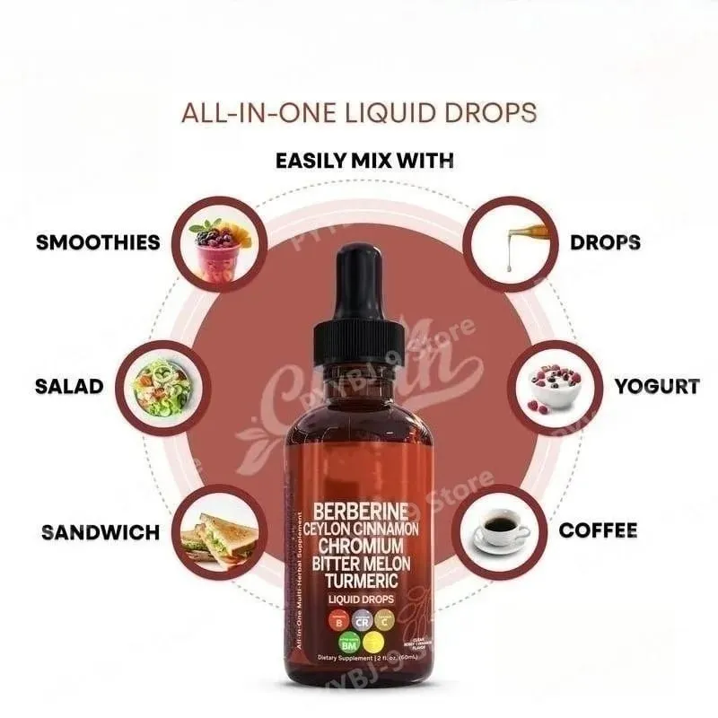 Berberine Chromium Turmeric & Ginseng 2oz Liquid Drops Organic Herbal Supplement for Wellness Supports Healthy Balance — image 6