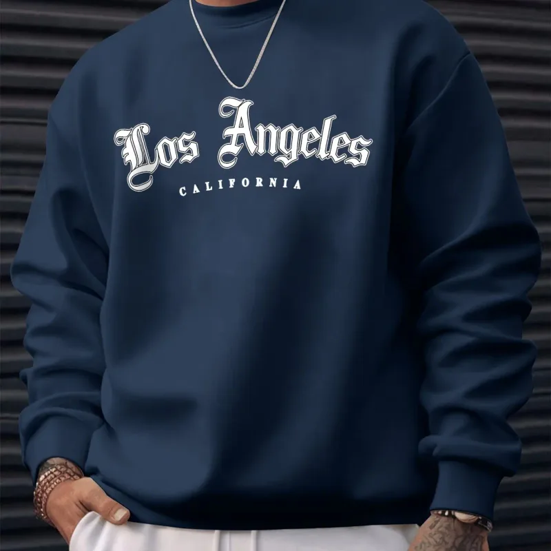 Men's autumn and winter warm casual loose classic loss angels print long sleeved round neck sweatshirt versatile — image 10