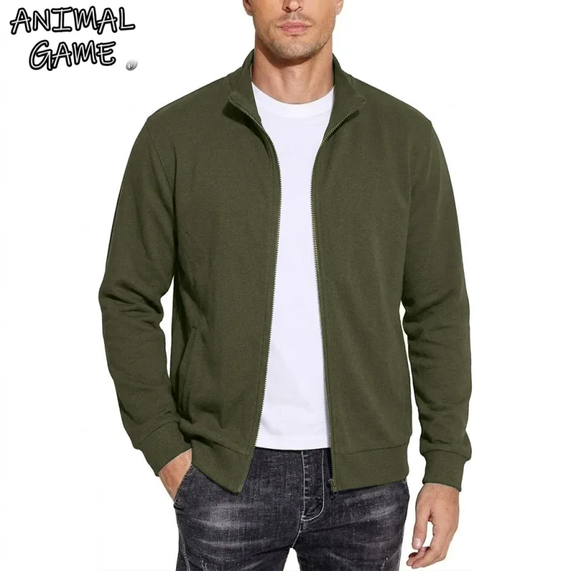 New Mens Zipper Sweatshirts Autumn Gym Hoodie Coats Man Long Sleeve Cardigan Jackets Spring Solid Work Coats Luxury Clothes Man — image 2
