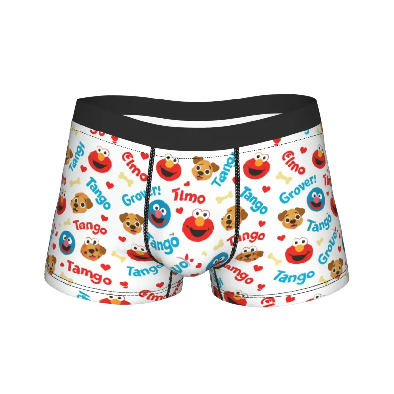 S-Sesames Streets Tango Elmo & Grover Pakaian Dalam Lelaki Seluar Pendek Seluar Dalam Lucu Boxershorts Kualiti Customs Seluar Dalam Besar