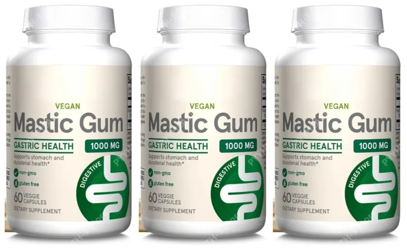 Mastic Gum 1000 mg 60 Veggie Caps Digestive Tract Support for Stomach and Duodenal Health 30 Servings Dietary Supplement