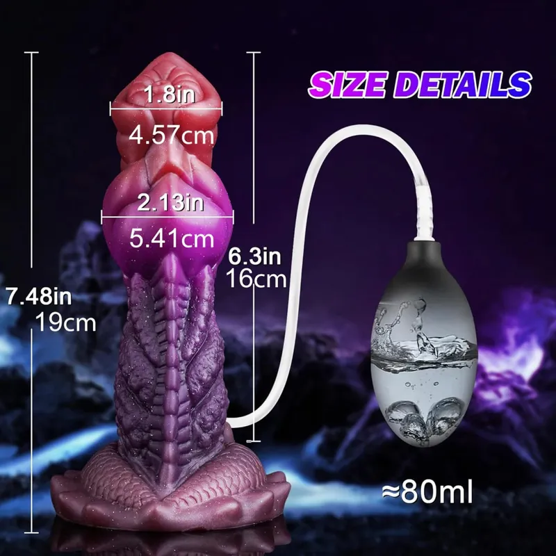 Ejaculation Monster Dildo Soft Silicone Penis Inflatable Big Knot Dildos Squirting Strong Sucker Dick Sex Toy for Women Men 18+