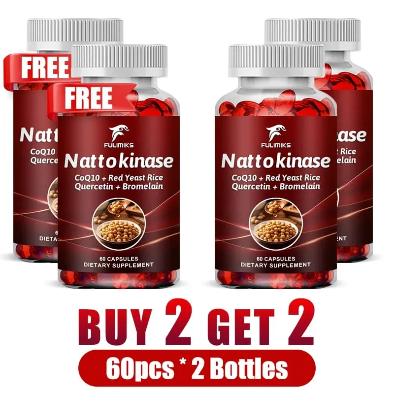 Nattokinase Supplement with CoQ10 Red Yeast Rice Quercetin Bromelain Support Blood Flow Heart Health Digestive Aid Energy — image 9