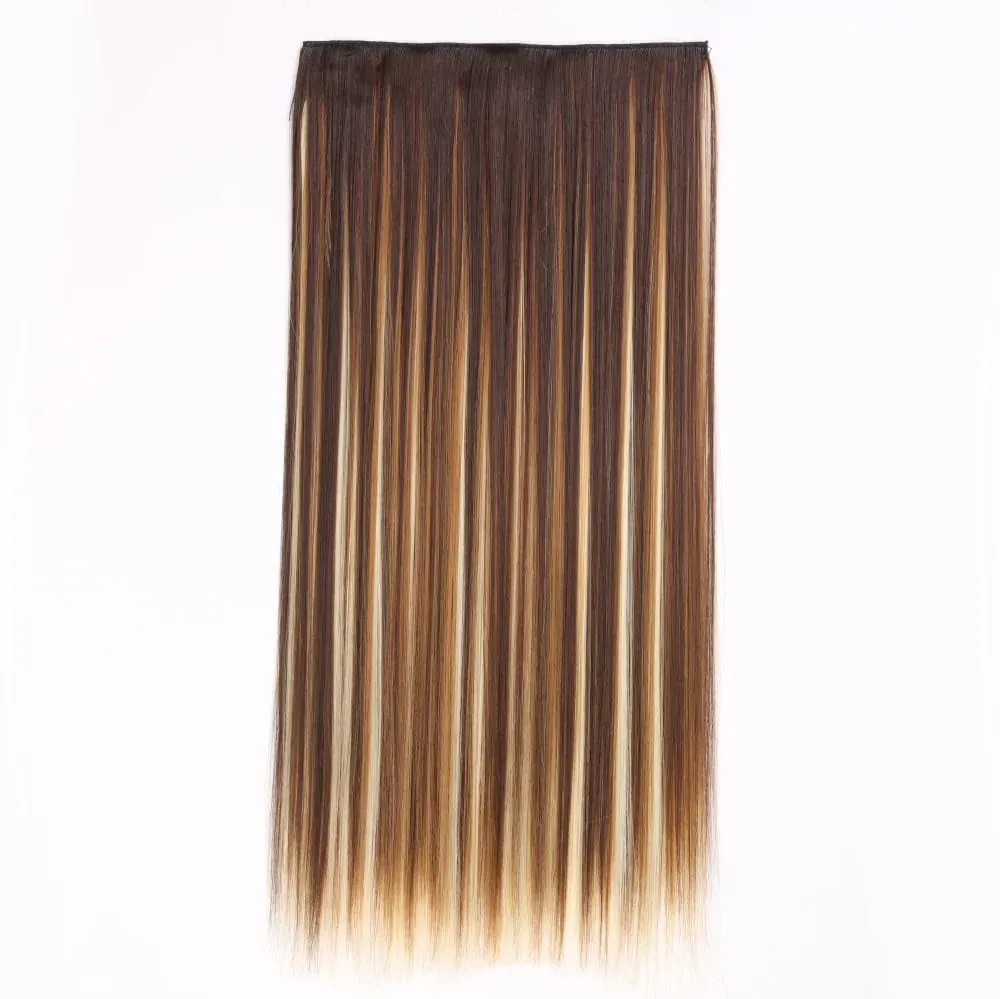Synthetic Natural Synthetic Hair Extensions 5 Clip In Artificial Fake Ombre Blonde Brown Black Pink Straight False Hair Piece — image 20