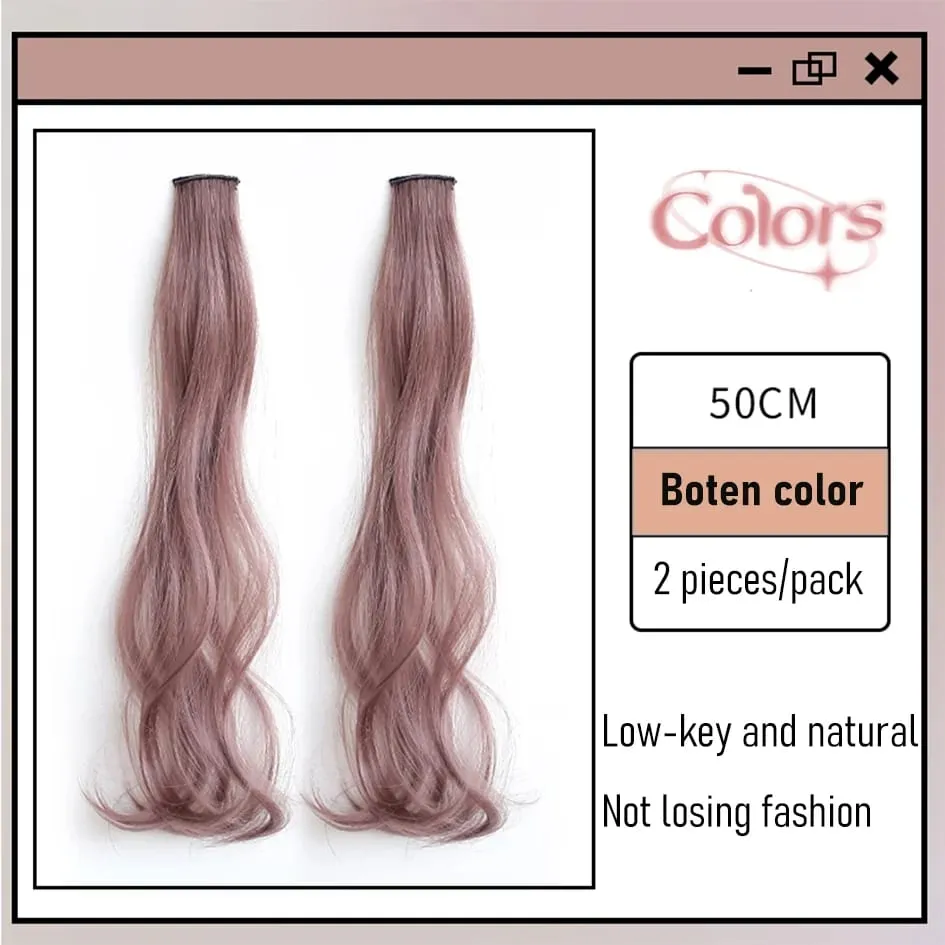 Extensions de cheveux synthétiques bouclés colorés 2 pièces/ensemble 50cm, perruque ondulée rose/bleue/violette pour Halloween/noël — image 8