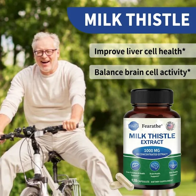 Milk Thistle Extract 1000mg Capsules Natural Antioxidant for Liver Function & Detox Support Digestive Health & Lipid Balance