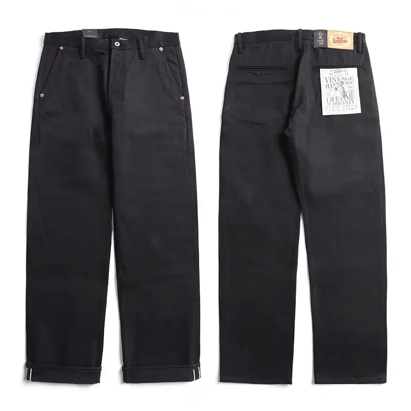 Seluar Jeans Lelaki Merah Tornado Hitam Santai Fit 14.5oz Seluar Denim Selvedge Pegawai