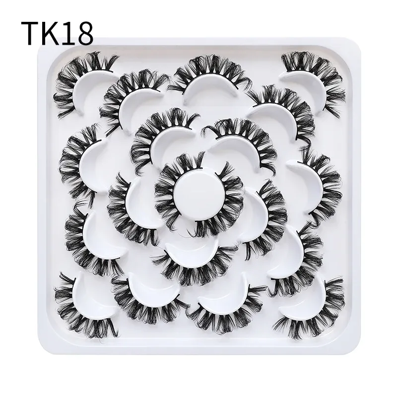 10 párů Russian DD Curl Bulk Fluffy Strip Lashes Přírodní měkké umělé řasy Opakovaně použitelné ručně vyrobené řasy pro každodenní a párty — image 19