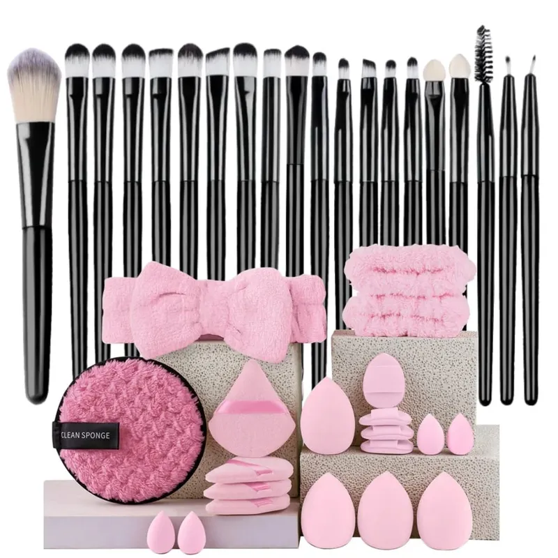 20pcs Makeup Brush Set Soft Fluffy Cosmetic Foundation Powder Eyeshadow Kabuki Blending Make Up Brush Beauty Tool Makeup Sponge
