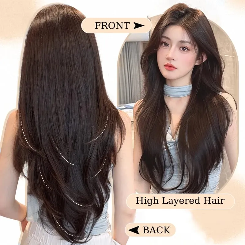 Clip in Hair Extensions Wig Synthetic Hairpiece High Layered Inward-Curled Hair Extensions with 5 Clips for Women Daily Use — image 5