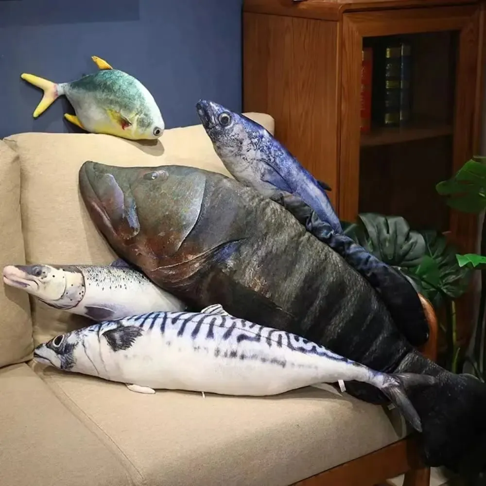 PP Cotton Simulation Sea Fish Stuffed Soft Sea Fish Stuffed Saury Salmon Fish Sleeping Pillow Girls Chrismas Gift — image 4
