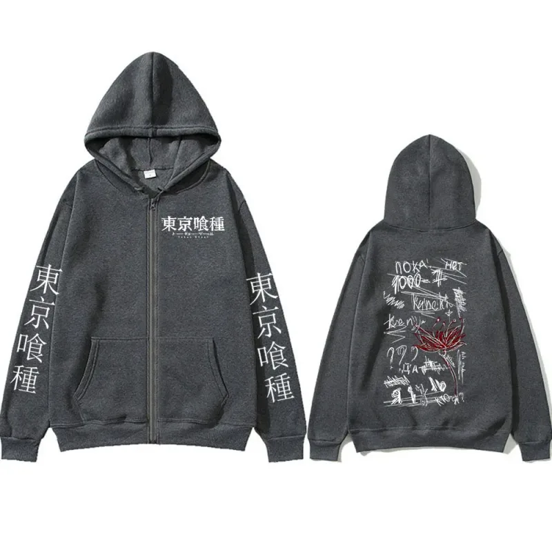 Japanese Anime Tokyo Ghoul Ken Kaneki Zipper Hoodies Men Fashion Zip Up Hooded Sweatshirts Long Sleeves Pullovers Jackets Caots — image 8