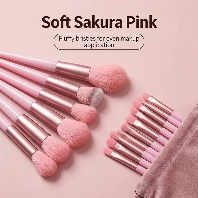 17 Pcs Makeup Brush Set with Sponge - Soft Fluffy Pink Kabuki Brushes for Foundation Powder & Eyeshadow | Beauty Kit