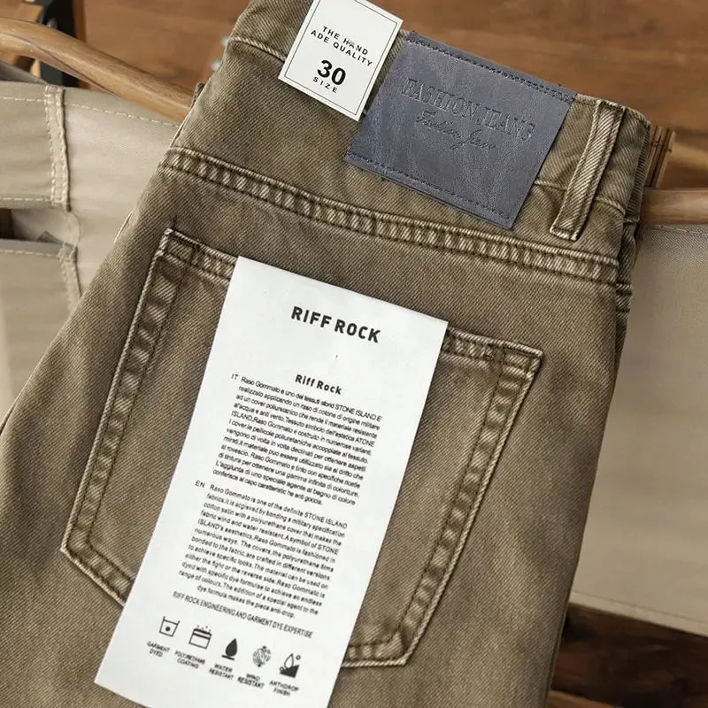 Cowboy Korean Goods Retro Yellow Mud Dyed Small Straight Jeans Men's Spring and Autumn Khaki Ami Kaji Washed Casual Trousers — image 8