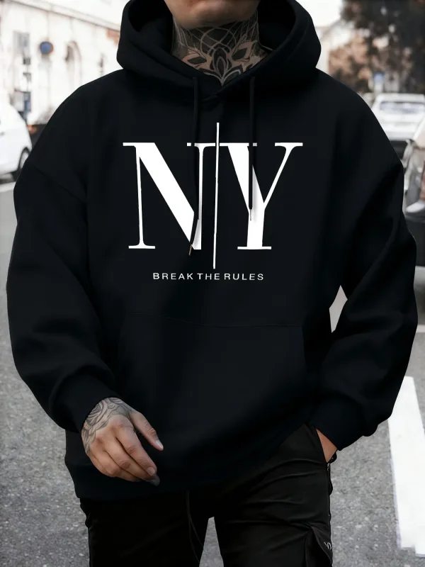 Break The Rules Yes No Prints Autumn Fleece Sweatshirts Men'S Soft Jogging Hoodie Street Comfy Pullovers Sport Loose Sportswears