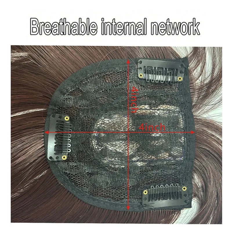 Synthetic 16inch Straight Topper Hair with 3 Clips for Women Hairpieces for Thinning Hair Featuring Bangs Easy to Wear — image 4