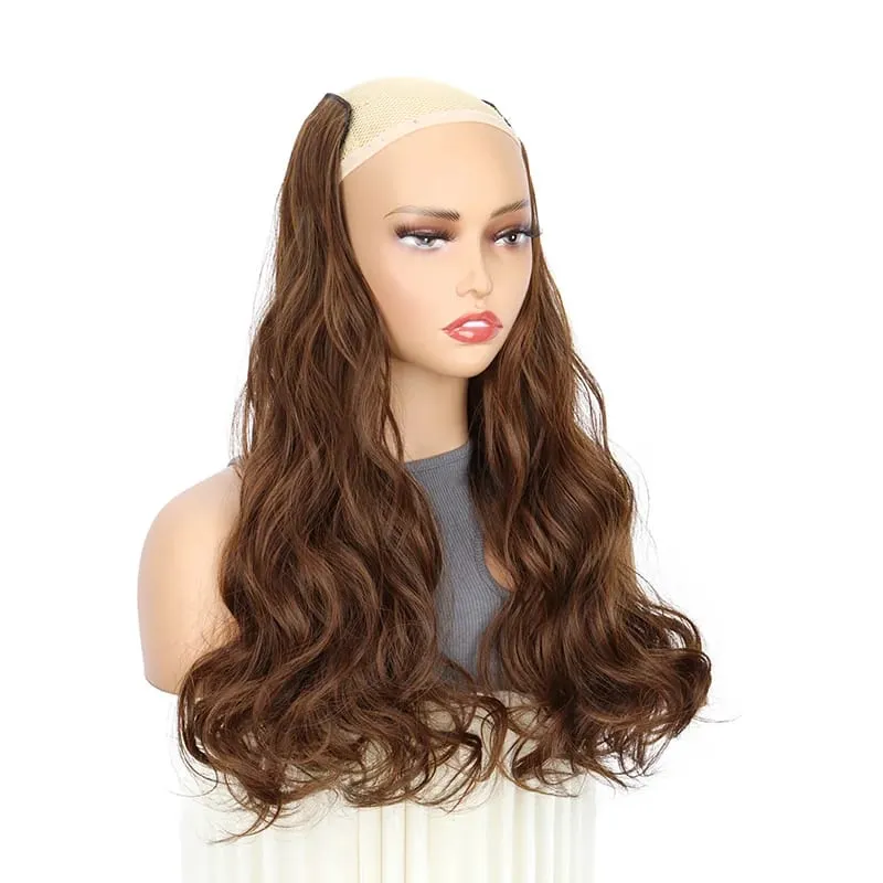 20Inch Synthetic Long Curly Wavy Hair Extension Fluffy Increase Volume Extension Hairpiece for Women Daily Use