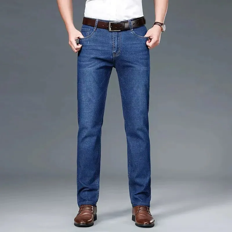 Men's Casual Straight Stretch Jeans 2026 Spring Autumn New Classic Blue Black Work Denim Trousers Fashion Male Brand Clothing — image 6