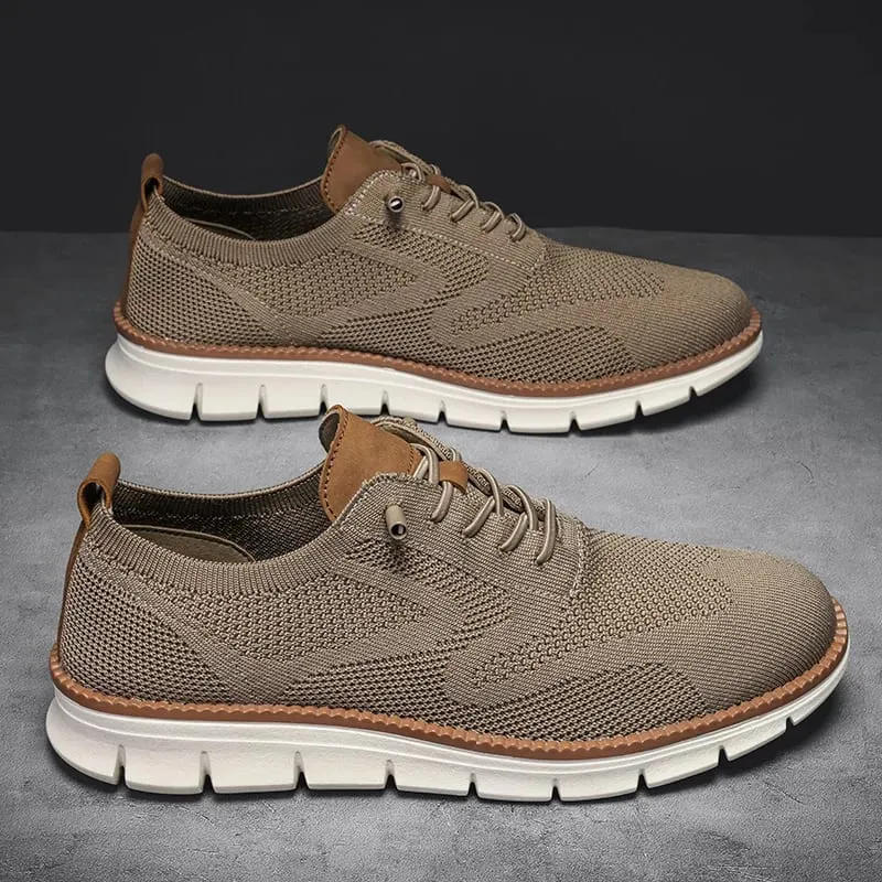 Men Knit Mesh Casual Sneakers Lightweight Lace Up Walking Shoes Flexible Non Slip Soft Breathable Big Size Male Outdoor Footwear — image 1