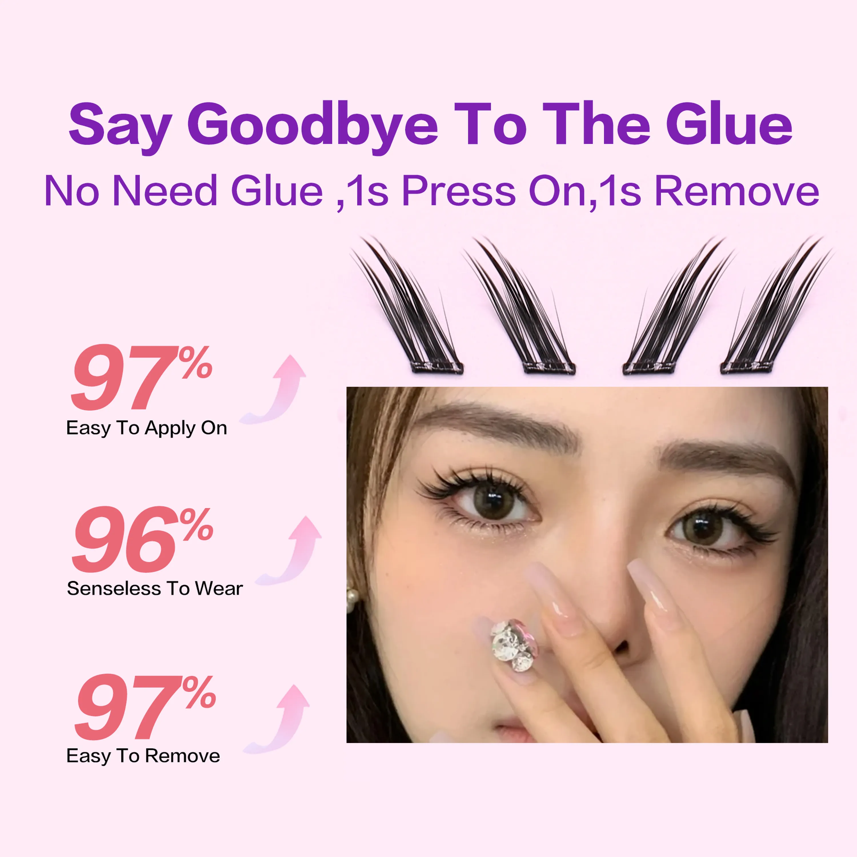 FindLove Fox Eye Lashes Pre Glued ขนตาปลอม C Curl 12 มม.Reusable Manga Lashes นุ่มไม่มีกาวต้องการขนตาแต่งหน้าเครื่องมือ