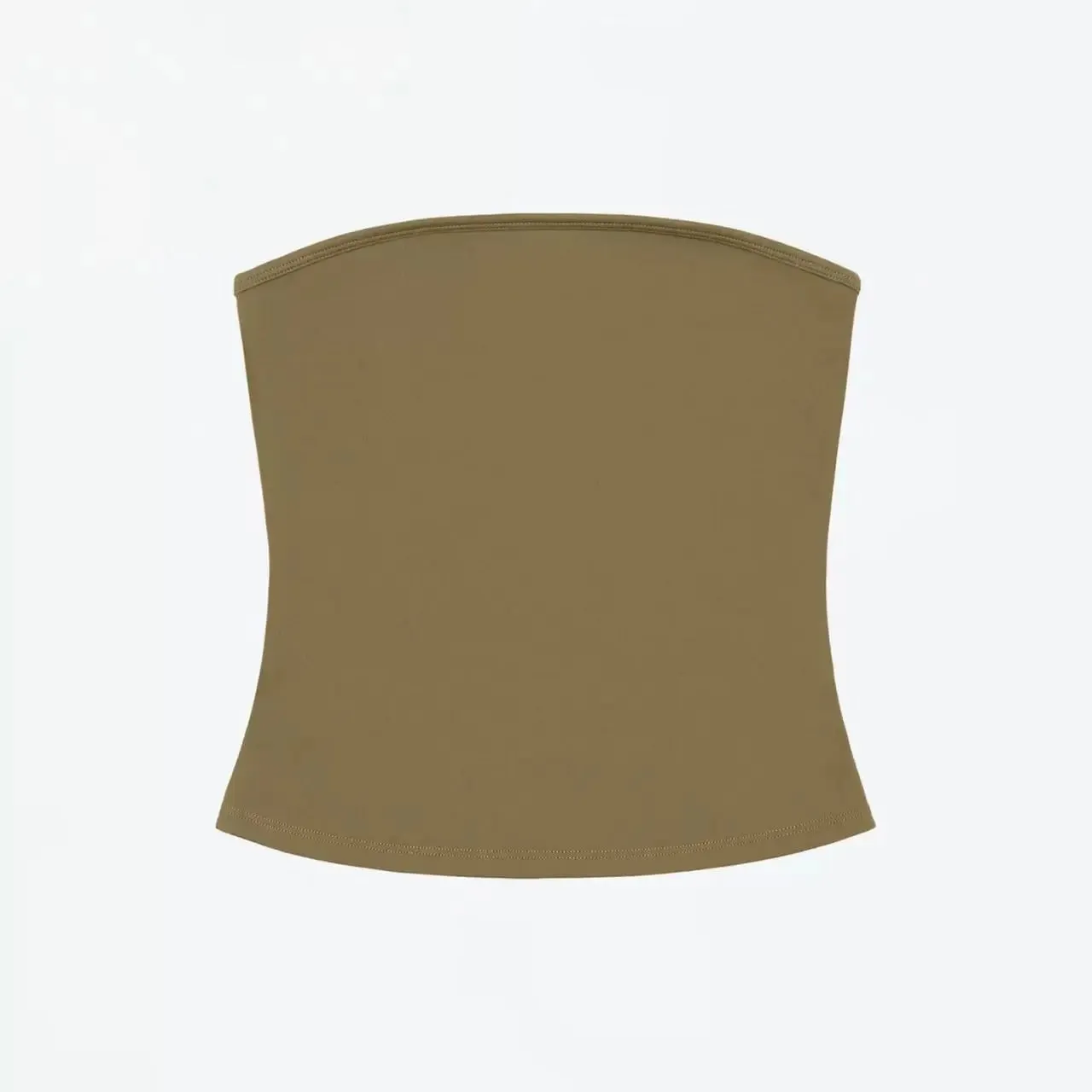 Tank Celadon Green & Coffee Brown Bandeau Crop Top Minimalist Y2K High-Stretch Top — image 9