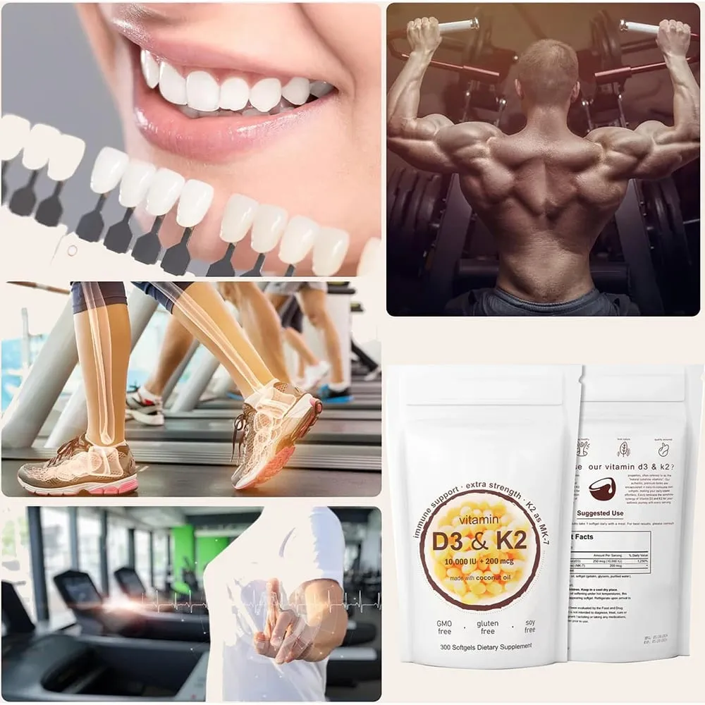 Vitamin D3 10 000iu + K2 MK7 200mcg Softgels | 2-in-1 Complex with Coconut Oil | Supports Heart Bone Teeth & Immune Health — image 4