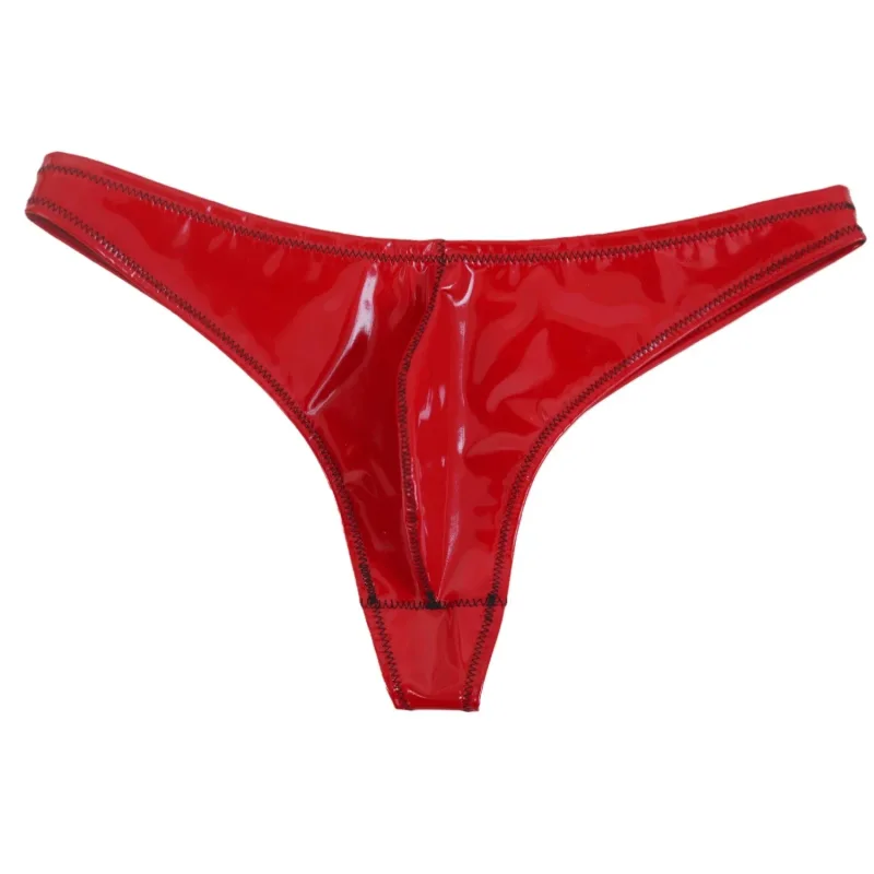 Sexy Men Plus Size Latex PVC Shiny Hot Short Convex U Pouch G-string Fashion Underwear Tights Lingeries PU Stage Briefs — image 10