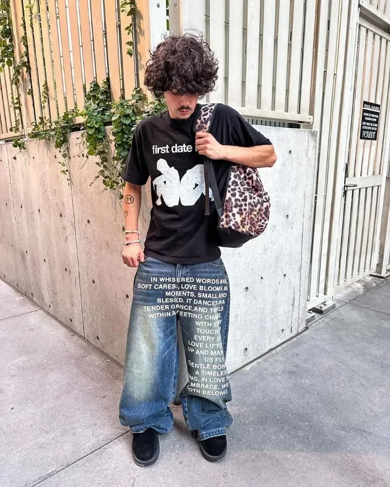 Y2K New Retro Letters Washed Oversized Jeans Fashion Men's and Women's Harajuku Hip Hop Gothic Casual Joker High Street Pants — image 6