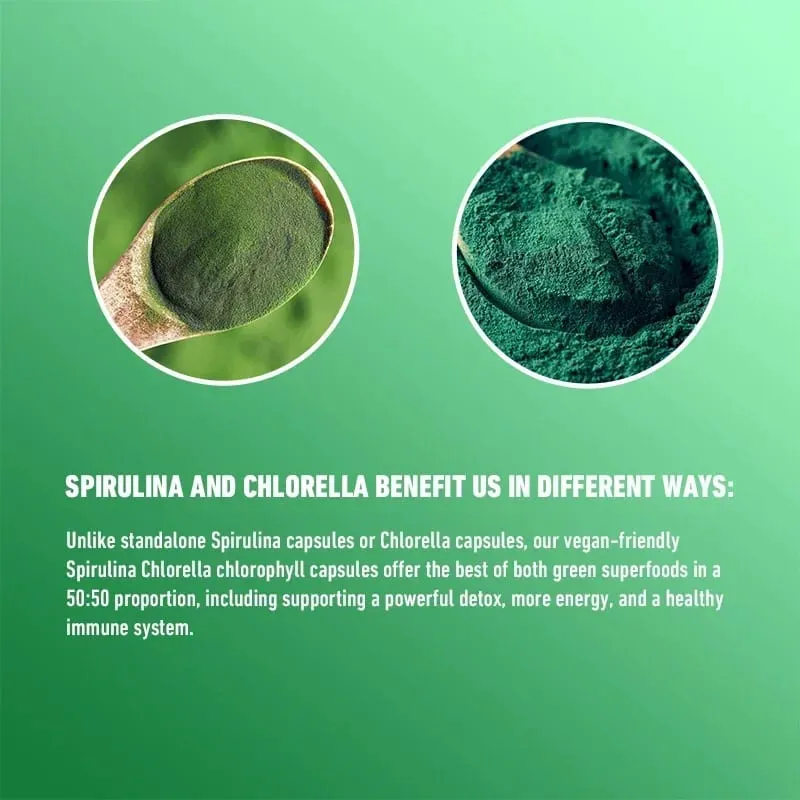 Spirulina Chlorella Capsules - Supports Cardiovascular and Immune System Health Powerful Antioxidant — image 6
