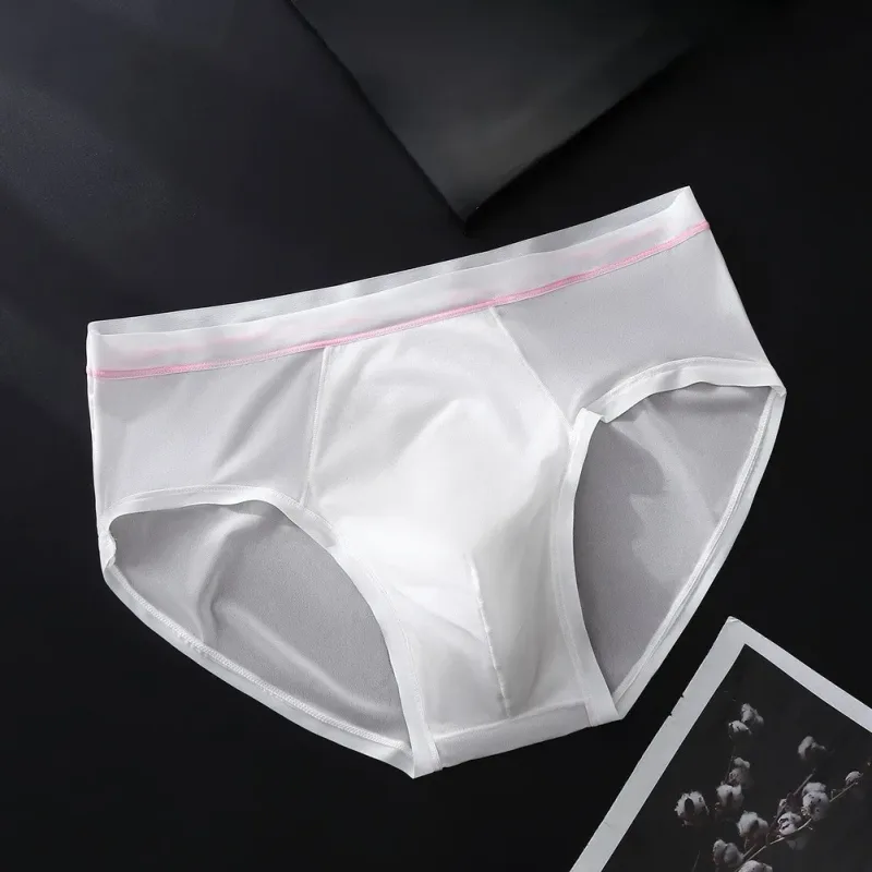 Men's Seamless Ice Silk Briefs Underwear Bulge Pouch Solid Breathable Panties Sexy U Convex Pouch Lingerie Underpants — image 11