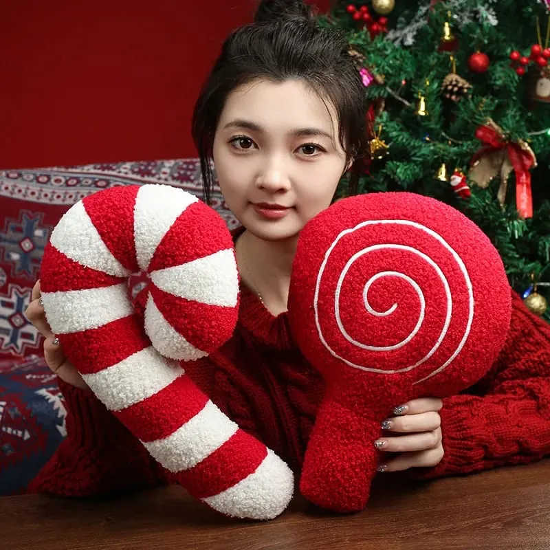 Classic Christmas Series Throw Pillow Candy Lollipop Snowflake Xmas Scepter Balls Doll Soft Sofa Cushion Festival Home Decor — image 10