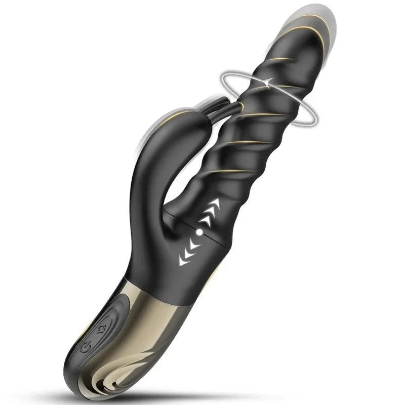 New Women Rabbit Vibrator Rotating Thrusting Vibration Clit G-spot Vaginal Nipple Stimulator Massager Female Masturbator Sex Toy
