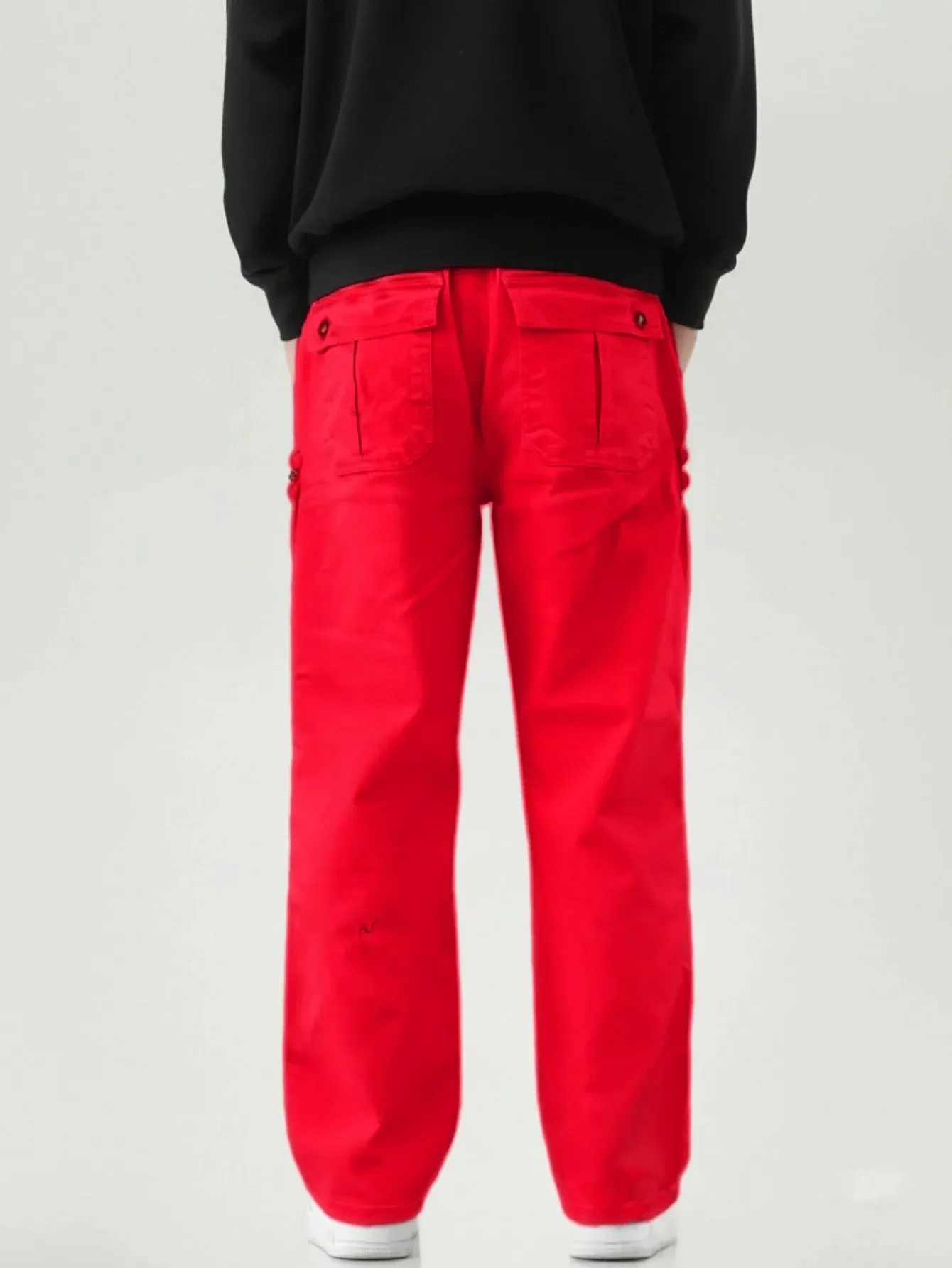 Men's Stretch Waist Pants Basic and Versatile Design Business Classic Style Red Loose Straight Pants — image 2