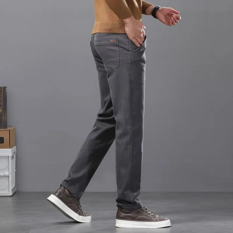 2026 New Cotton Elastic Men's Jeans Spring Fitted Straight Business Casual Trousers Soft Comfortable Fashion Korean Denim Pants — image 5