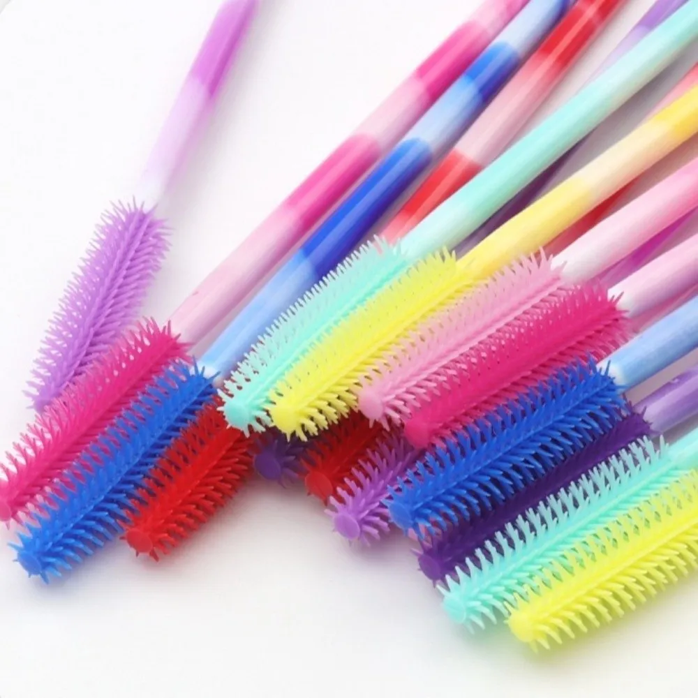 50Pcs Disposable Eyelash Brushes Silicone Makeup Tools Mascara Wand Applicator Rainbow Color Microbrush Eyebrow Comb Girl — image 4